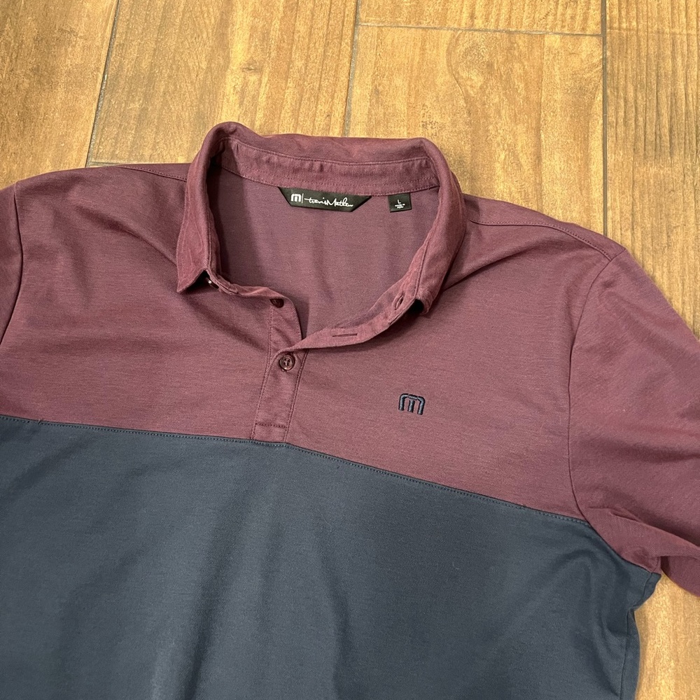 TravisMathew Two-Tone Burgundy and Navy Polo - Picture 3 of 3